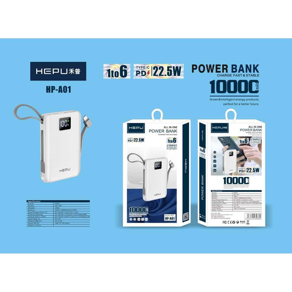 HEPU POWERBANK 10.000mAh HP-A01