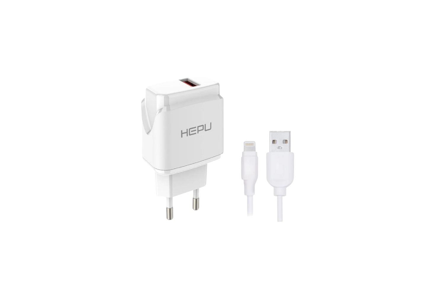 HEPU HP-617 2.1A USB Şarj Adaptörü – iPhone ve iPad Uyumlu (Lightning Kablo Dahildir)