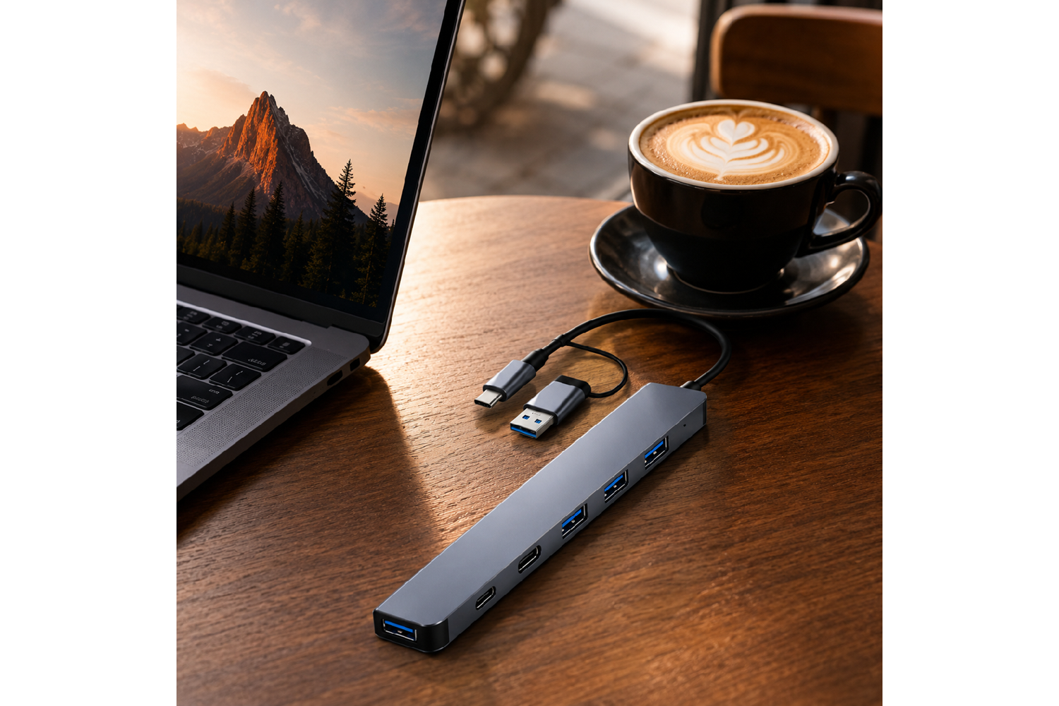 HEPU HP-B03 5-in-1 USB 3.0 HUB – 5 Portlu Çoklayıcı + Type-C ve USB-A Girişli + Alüminyum Gövde