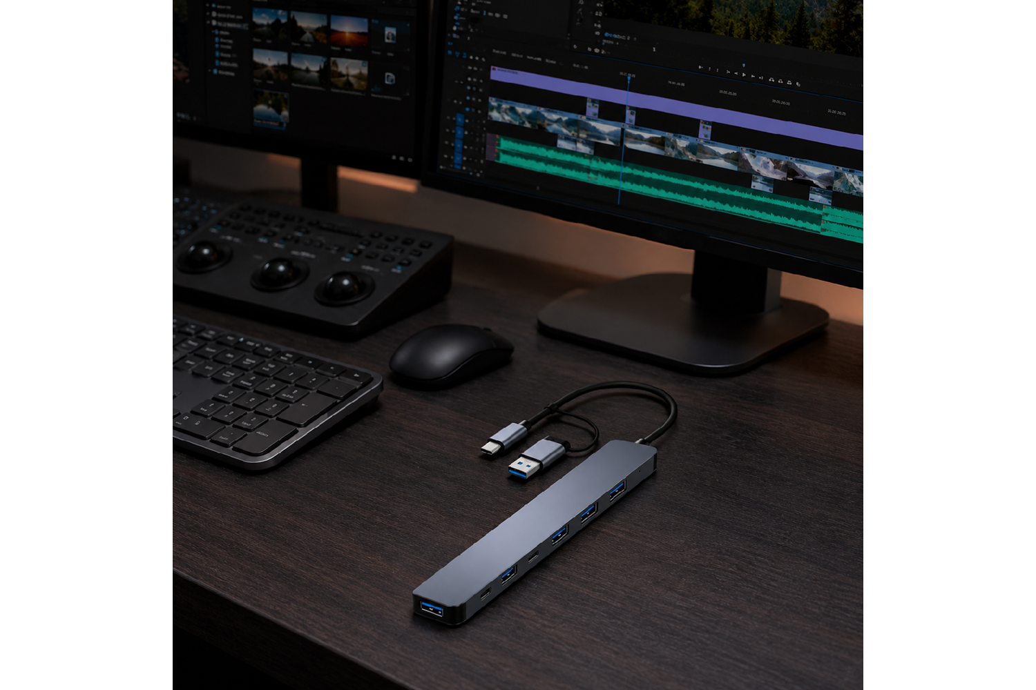 HEPU HP-B03 5-in-1 USB 3.0 HUB – 5 Portlu Çoklayıcı + Type-C ve USB-A Girişli + Alüminyum Gövde