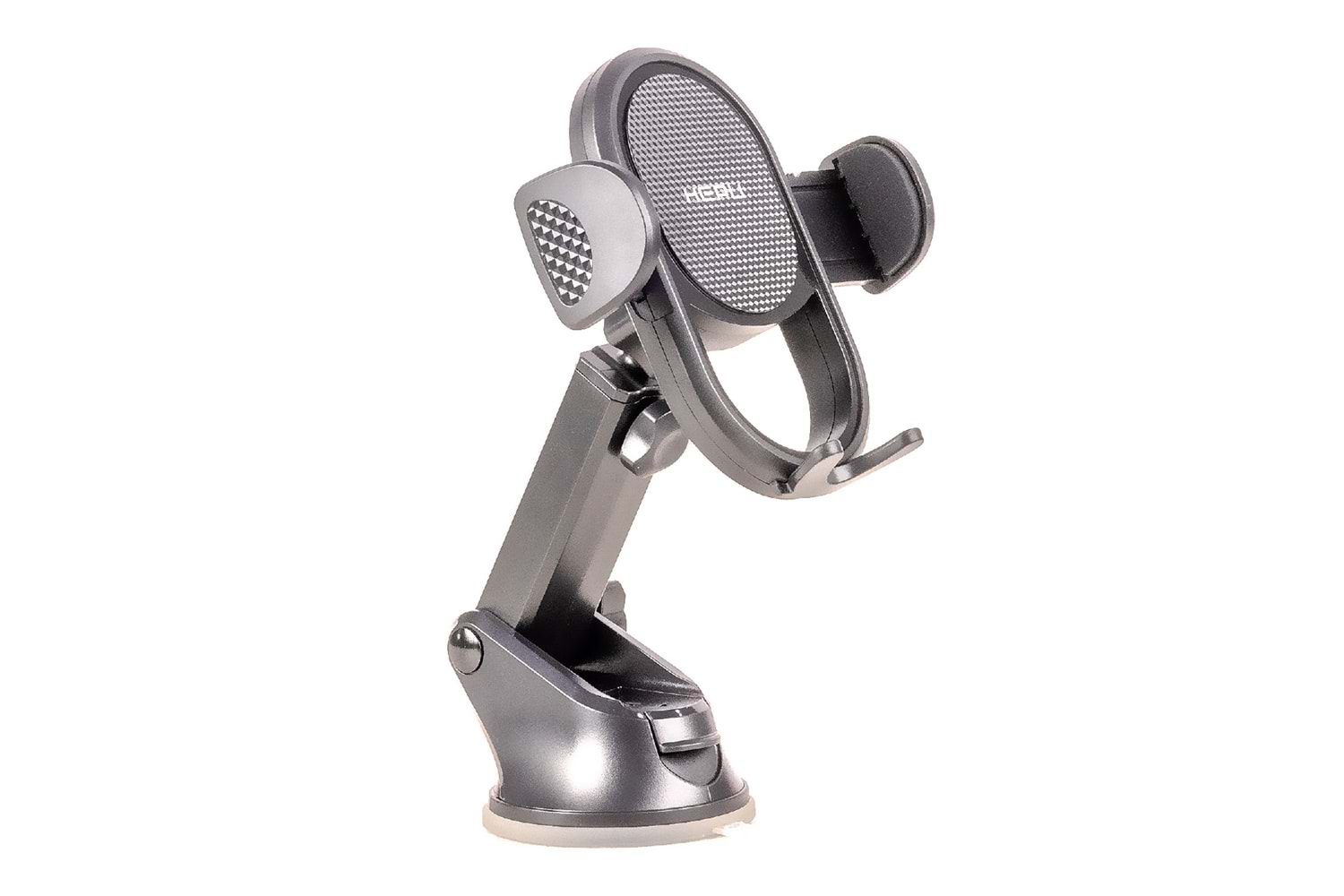 HEPU HP-A02 Cam Tipi Telefon Tutucu – Yuvarlak Gövde + Ayarlanabilir Kol + Güçlü Vantuz