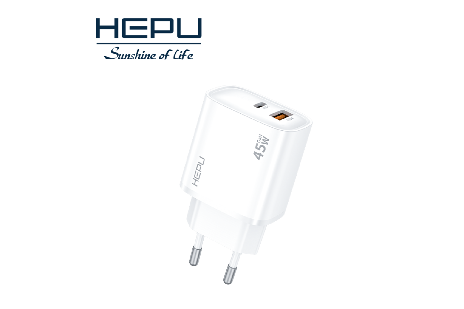 HEPU HP-C31 45W GaN Şarj Adaptörü + Type-C to Type-C Kablo – Çift Çıkışlı (Type-C + USB)