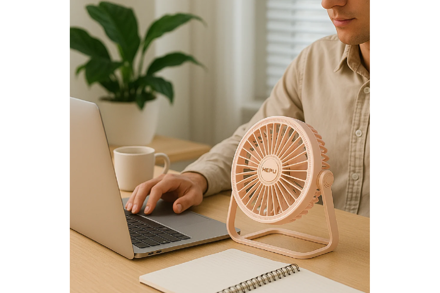 HEPU HP-F08 Sessiz Çalışan USB Şarjlı Ayarlanabilir Masaüstü Mini Fan