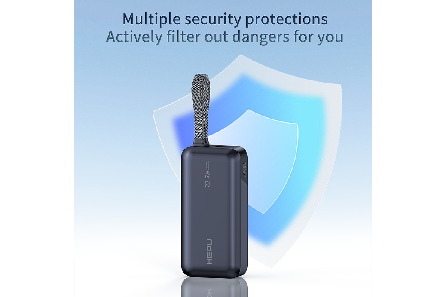 HEPU HP-A05 10.000 mAh 22.5W Hızlı Şarjlı Powerbank – Kendinden Type-C & iOS Kablolu + LED Göstergeli