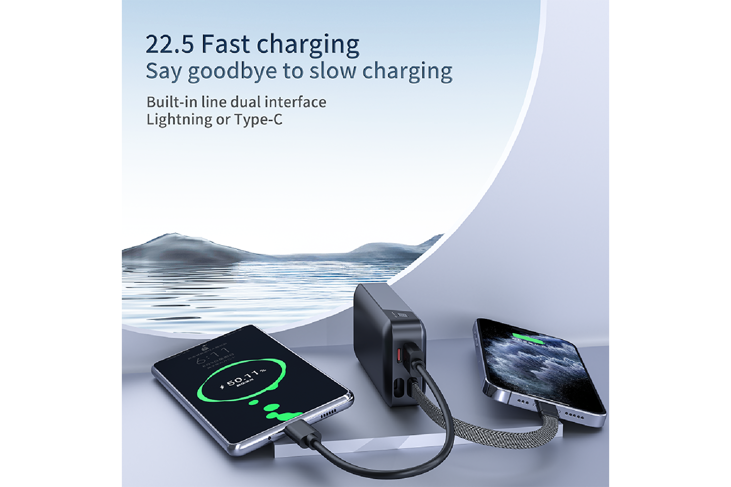 HEPU HP-A05 10.000 mAh 22.5W Hızlı Şarjlı Powerbank – Kendinden Type-C & iOS Kablolu + LED Göstergeli