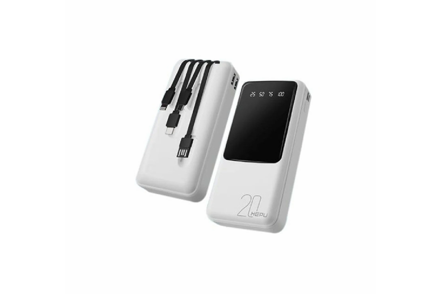 HEPU HP969 10.000 mAh Powerbank – Kendinden Type-C, iOS & Micro USB Kablolu + 1to5 Çoklu Çıkış