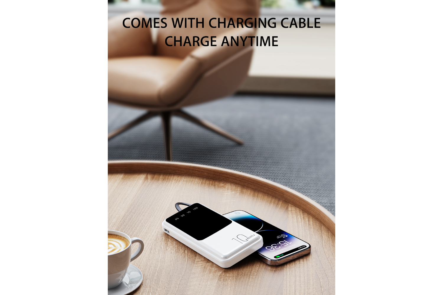 HEPU HP969 10.000 mAh Powerbank – Kendinden Type-C, iOS & Micro USB Kablolu + 1to5 Çoklu Çıkış