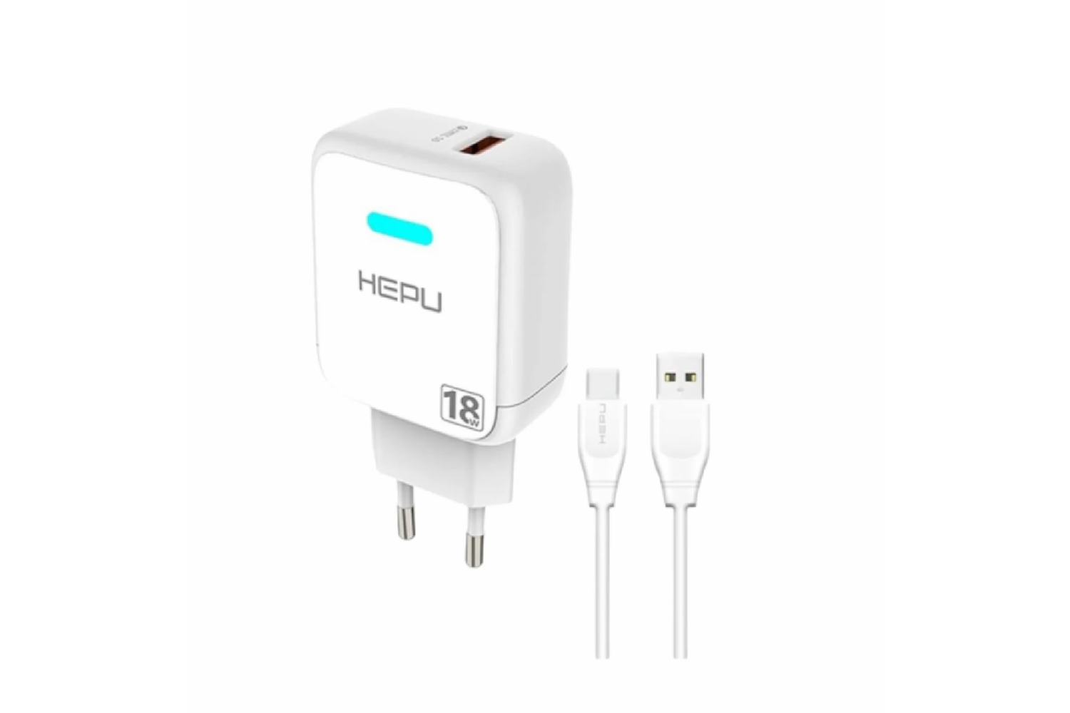 HEPU HP-618 18W 3A Hızlı Şarj Adaptörü – Qualcomm Quick Charge + Type-C Kablo Dahil