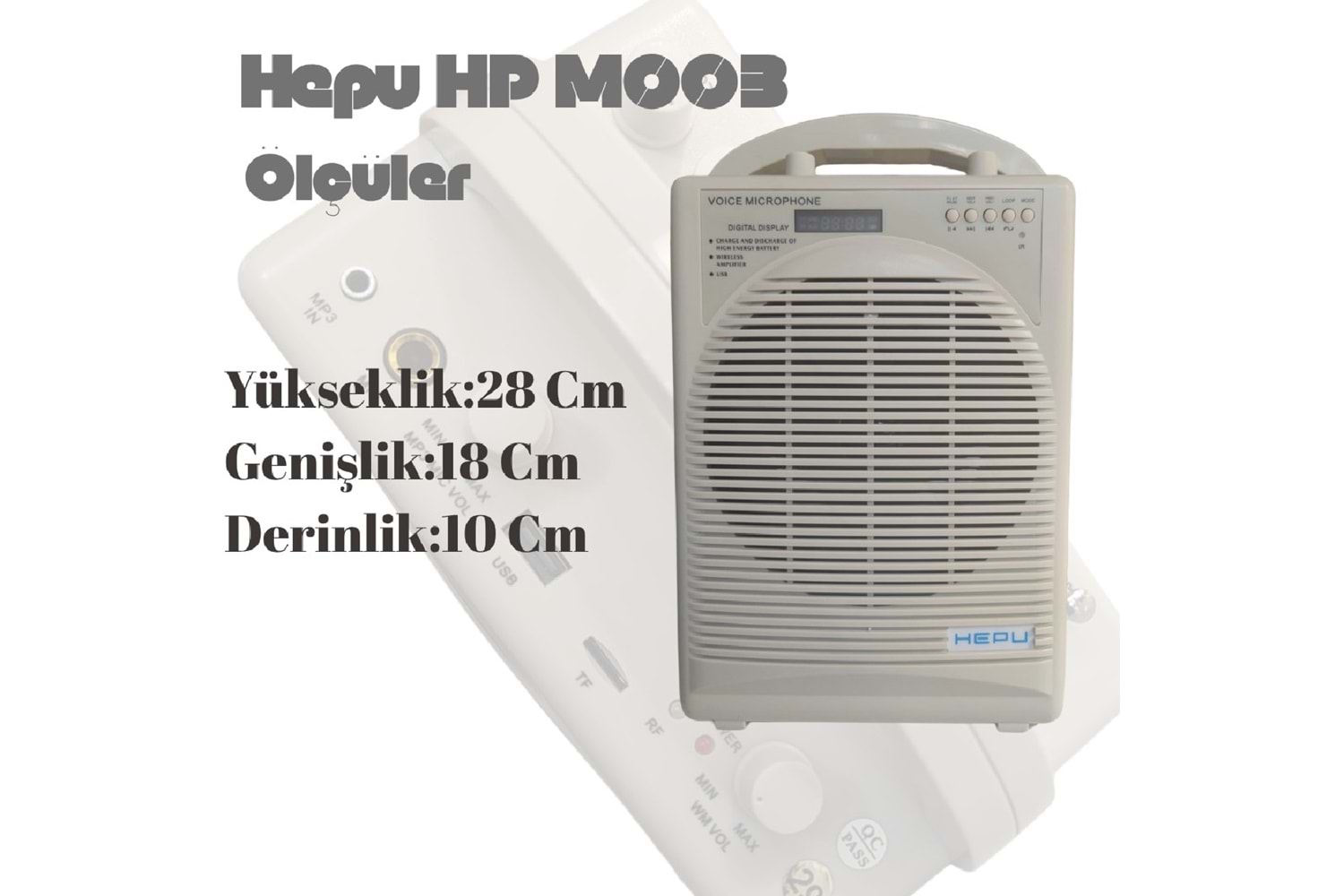 HEPU HP-M004 – 60W Şarjlı Mevlüt Anfi Seti (Kablosuz + Kablolu Mikrofonlu)
