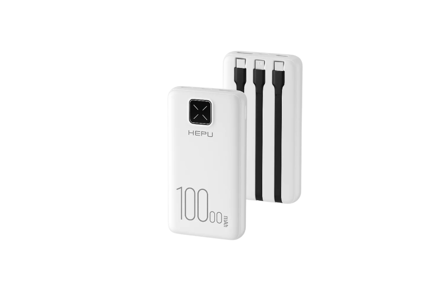 HEPU HP-245 10.000 mAh Powerbank – Kendinden Type-C, iOS & Micro USB Kablolu + LED Göstergeli