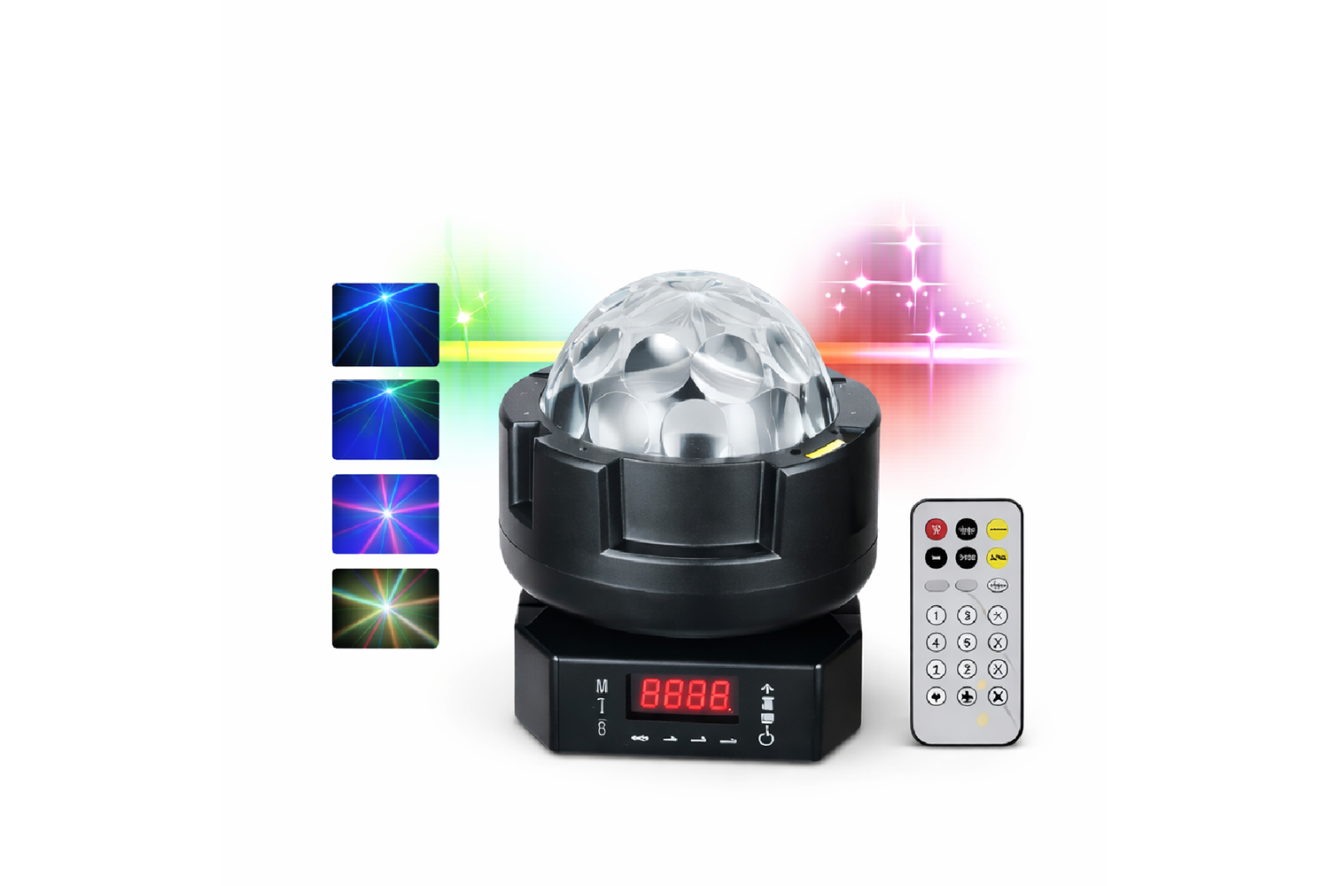 HEPU FB-1300 Lotus Lantern 3’ü 1 Arada RGB Efekt Işığı – Ses Kontrollü, Uzaktan Kumandalı