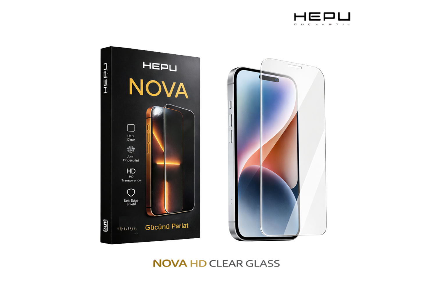HEPU NOVA HD Clear Temperli Cam Ekran Koruyucu – iPhone 16 Pro Max Uyumlu