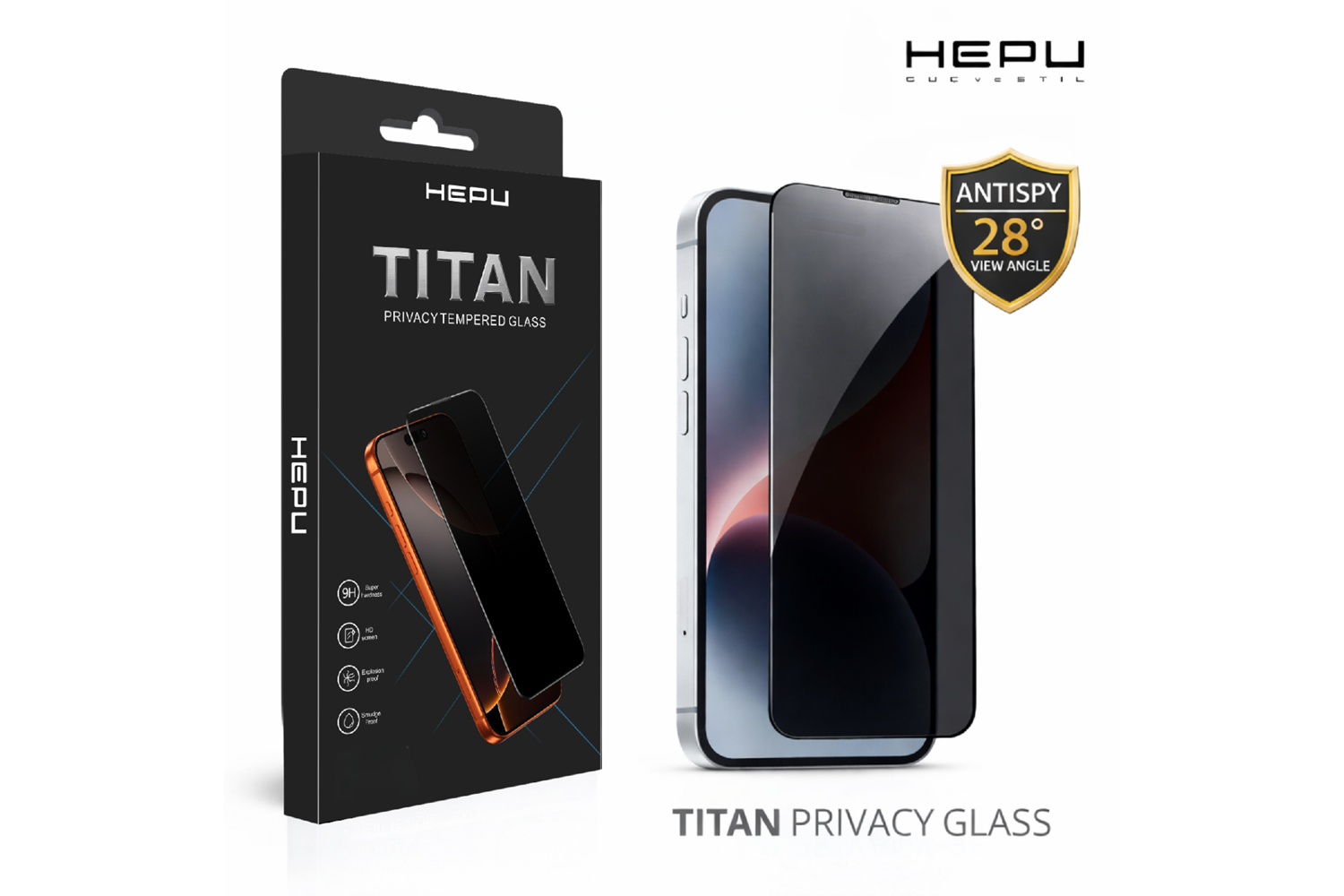HEPU TITAN Privacy Cam Ekran Koruyucu – iPhone 15 Pro Uyumlu
