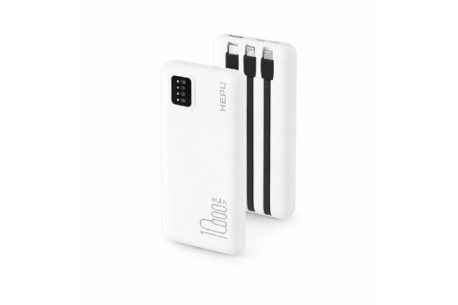 HEPU HP-240 Powerbank – 10.000 mAh, Dahili Çoklu Kablolu, Dijital Göstergeli