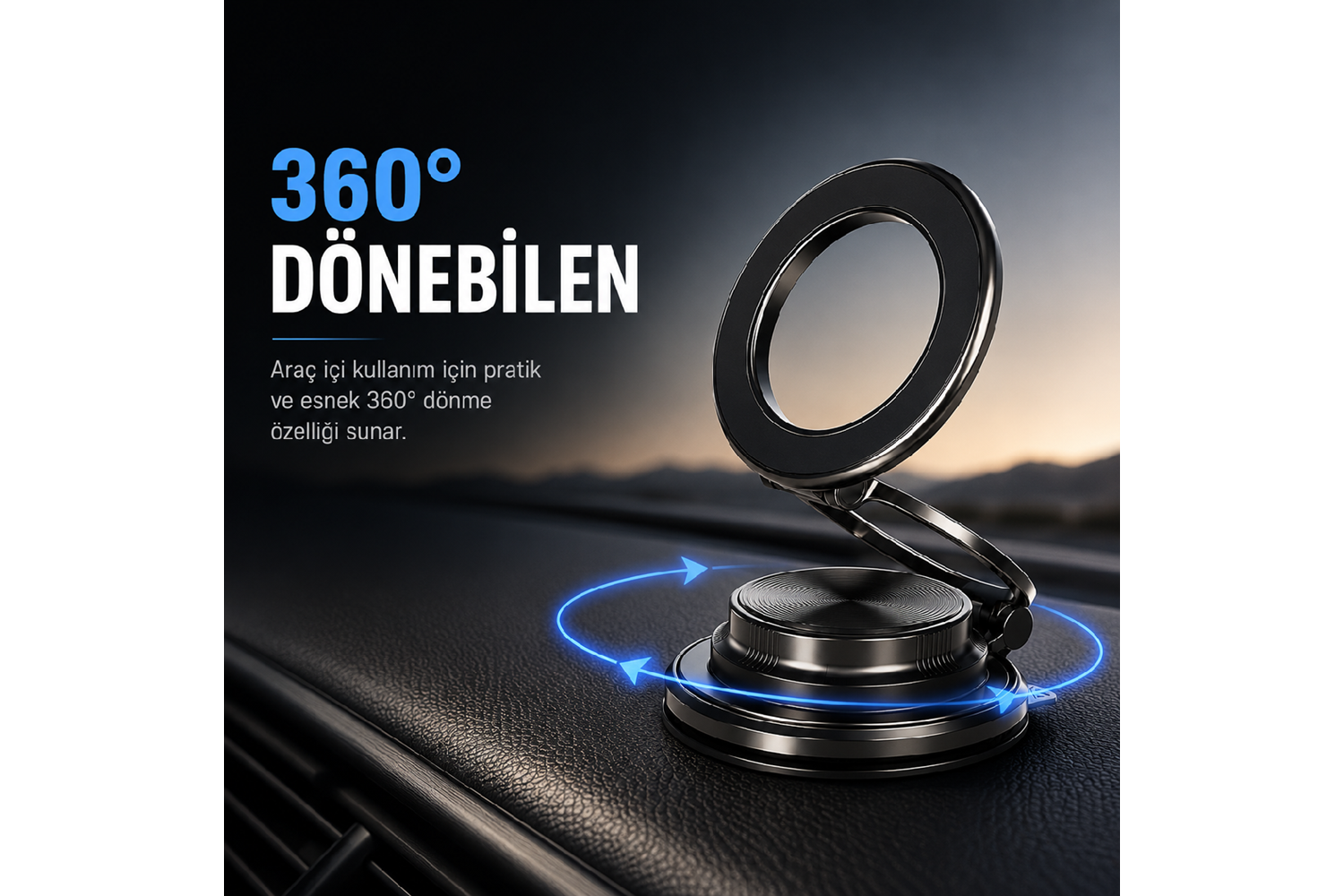 HEPU HP-AA02 Armor Manyetik Araç İçi Telefon Tutucu – 360° Dönebilen, Güçlü Vantuzlu Tasarım