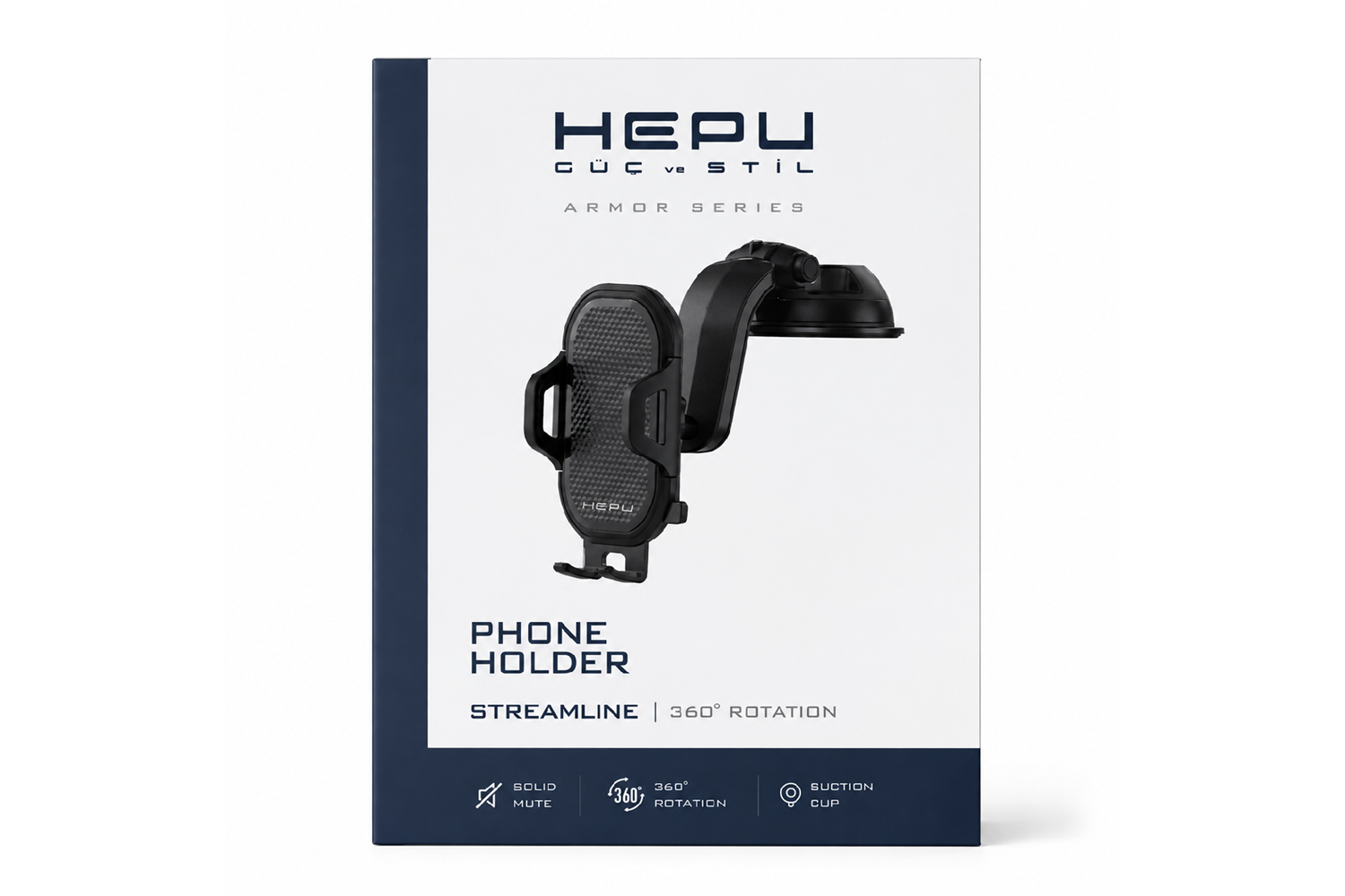 HEPU HP-AA03 Armor Araç İçi Telefon Tutucu – Güçlü Vantuzlu, 360° Dönebilen Tasarım