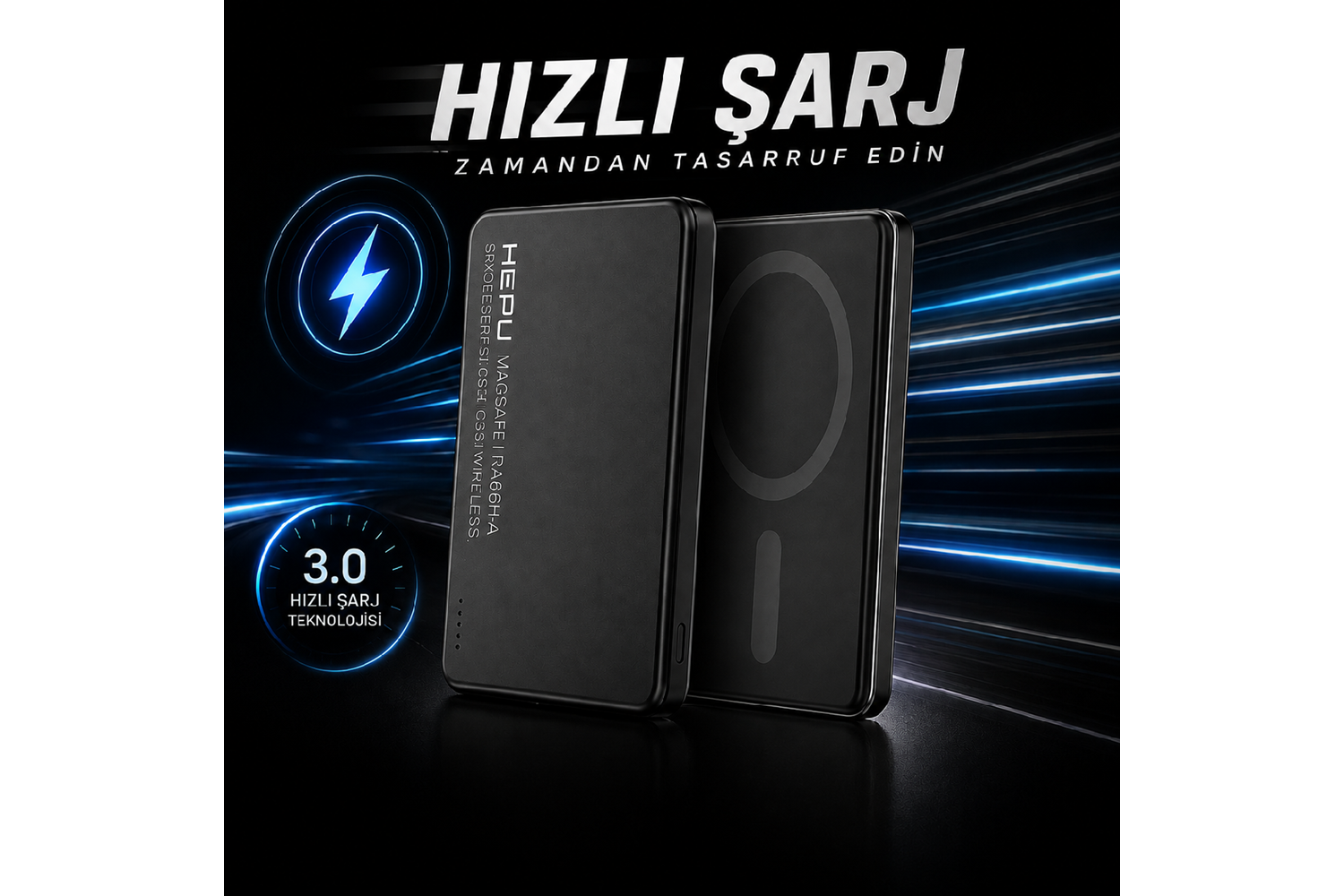 HEPU HP-AP07 Armor MagSafe Powerbank – 10.000 mAh, Manyetik Kablosuz Şarj, Hızlı Şarj Destekli