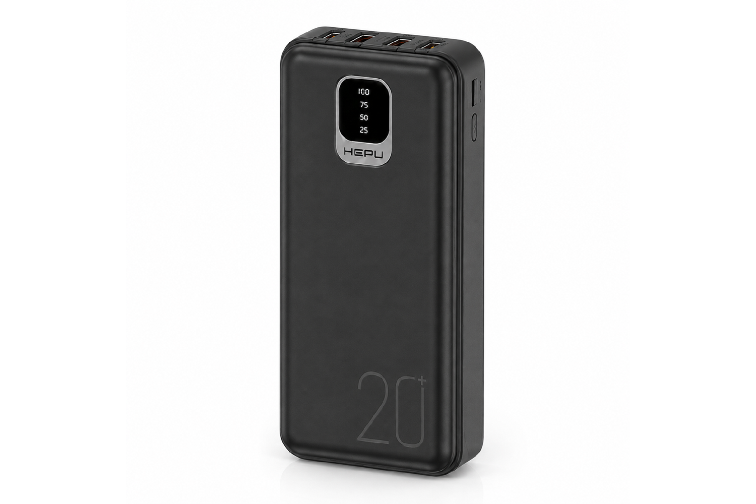 HEPU HP-TP02S Titan Series Powerbank – 20.000 mAh, 4 Entegre Kablolu, Dijital Göstergeli, Hızlı Şarj Destekli, Siyah