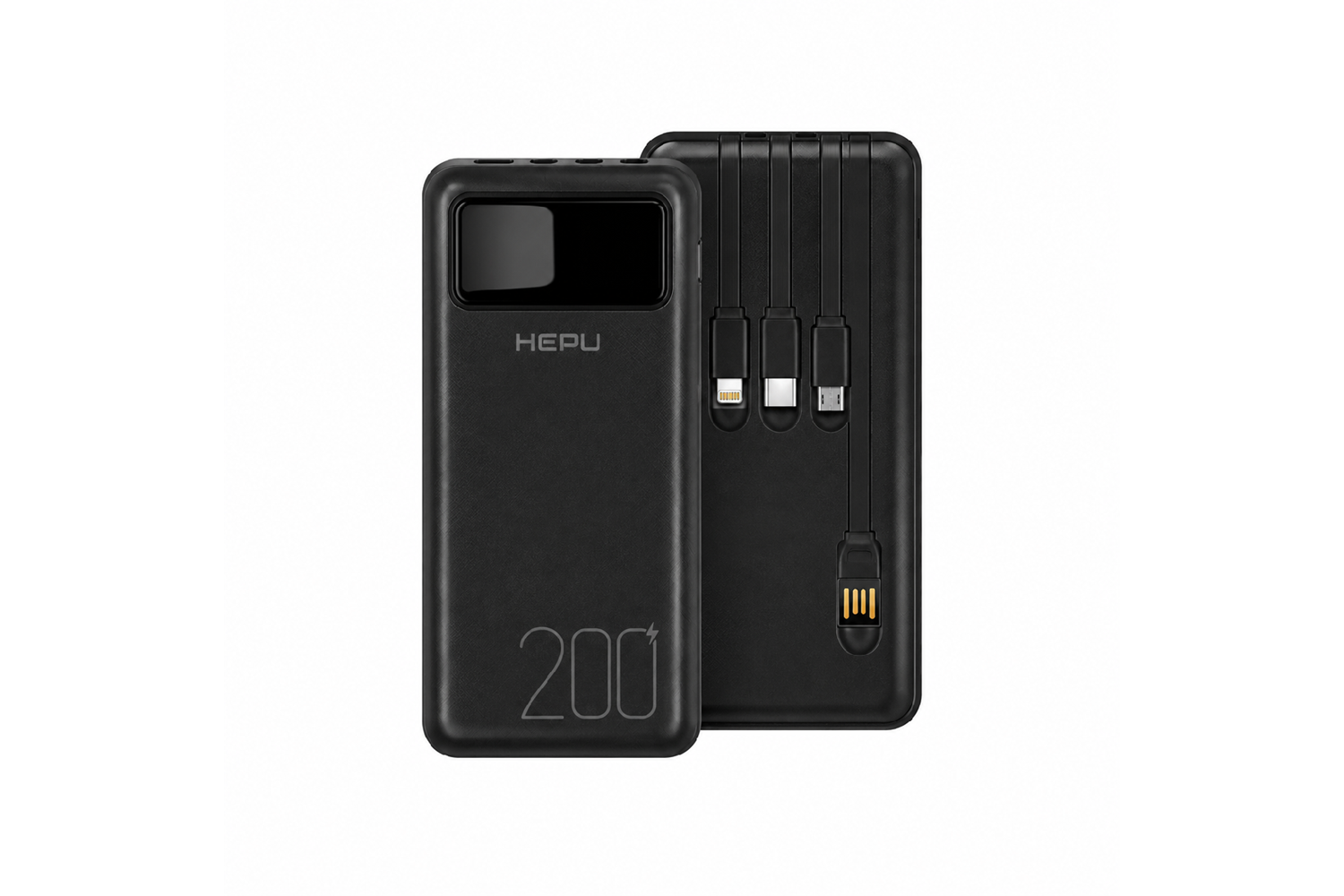 HEPU HP-TP05S Titan Series Powerbank – 20.000 mAh, 4 Entegre Kablolu, Dijital Göstergeli, Hızlı Şarj Destekli, Siyah