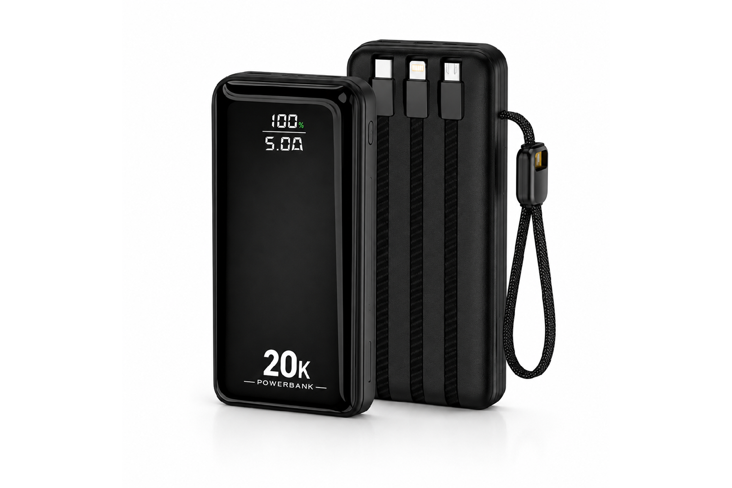 HEPU HP-AP09 Armor Powerbank – 20.000 mAh, Entegre Çoklu Kablolu, Dijital Göstergeli, Hızlı Şarj Destekli