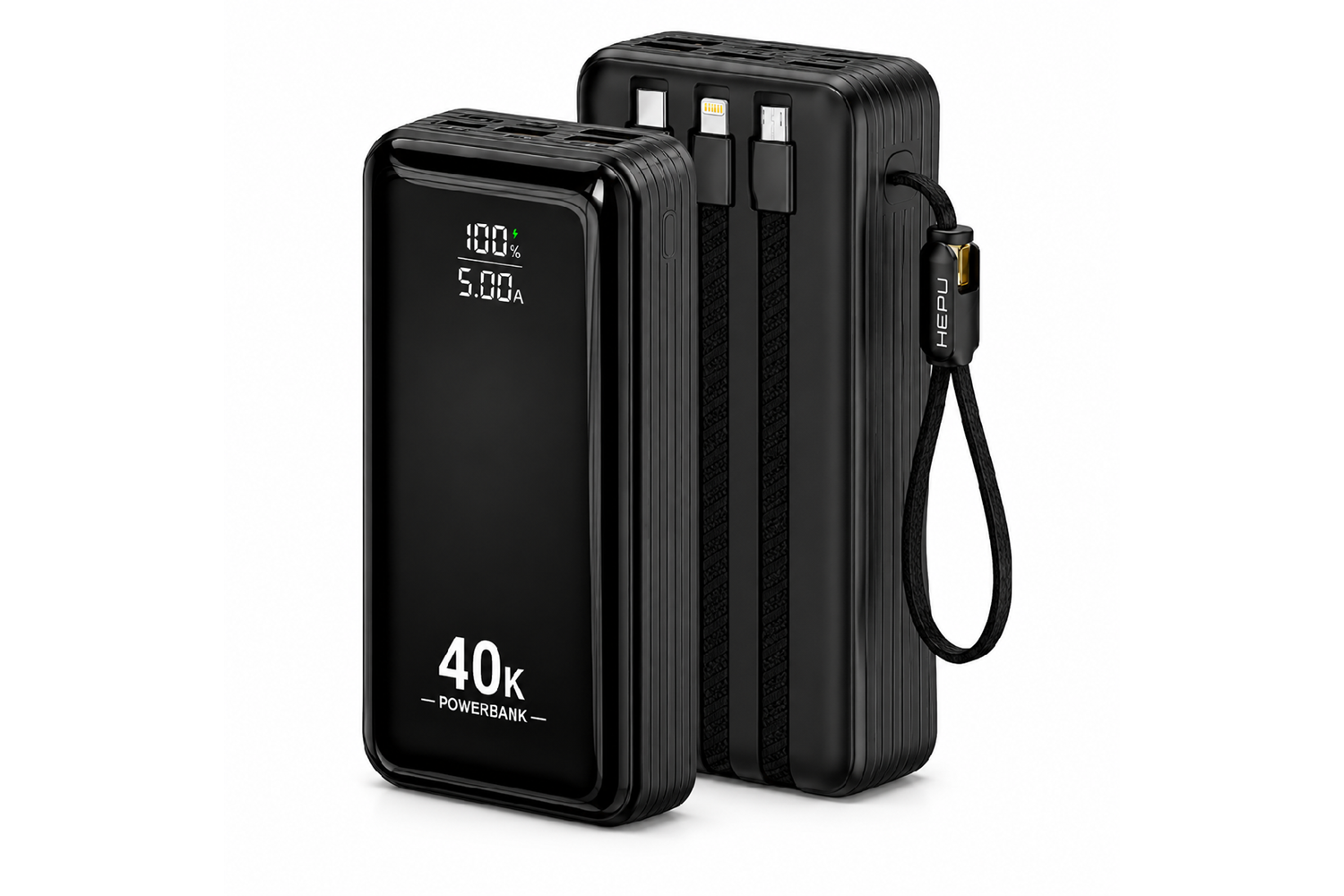 HEPU HP-AP11 Armor Powerbank – 40.000 mAh, Entegre Çoklu Kablolu, Dijital Göstergeli, Hızlı Şarj Destekli
