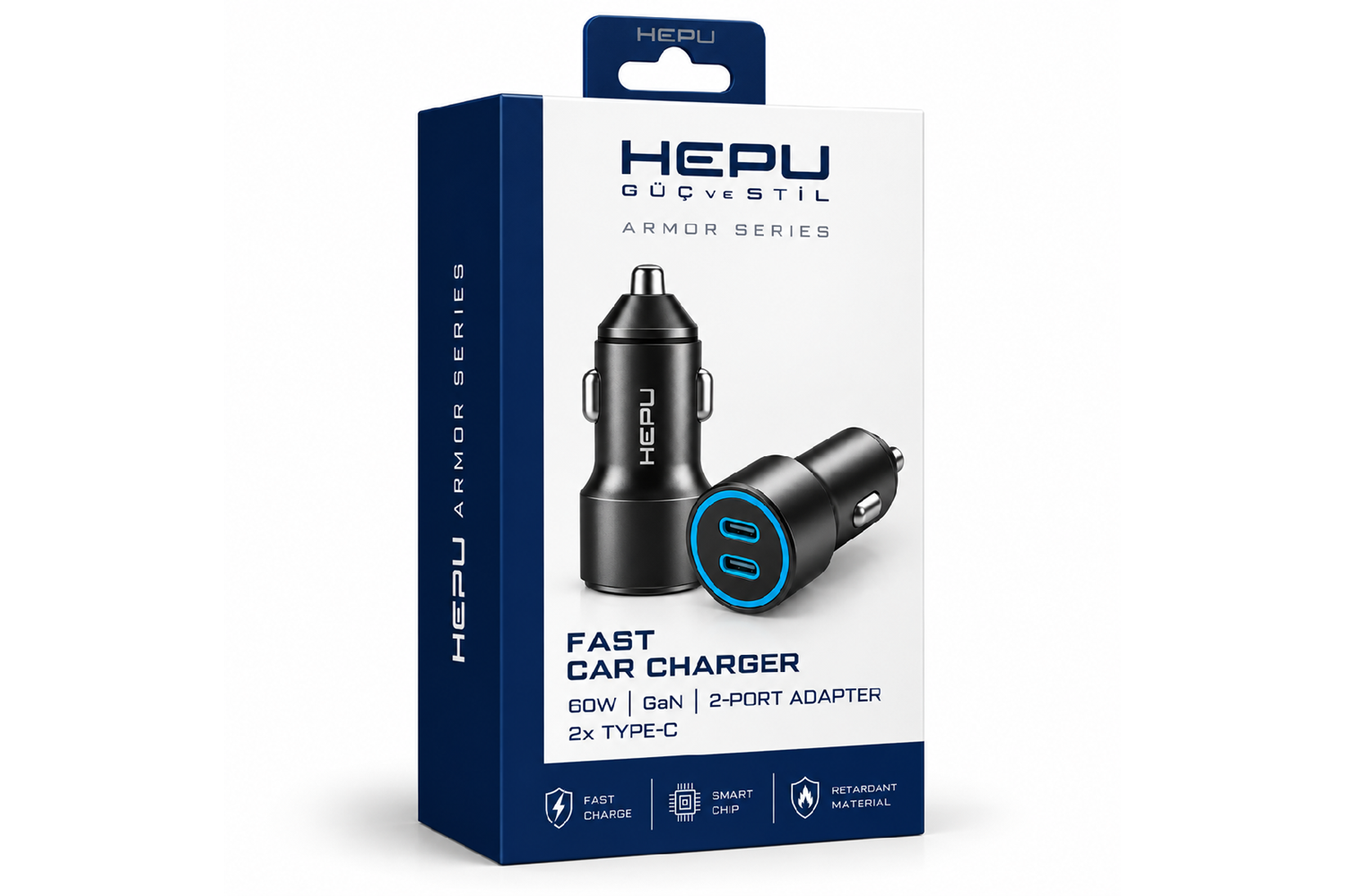 HEPU HP-AD03 60W Araç Şarj Cihazı – 2 Port, Hızlı Şarj