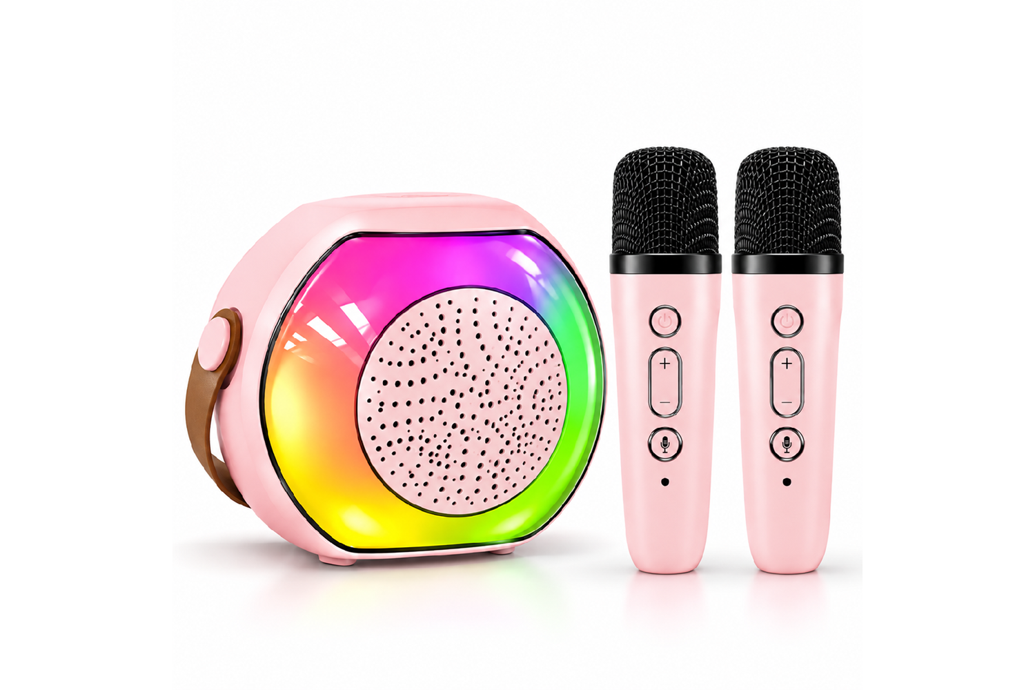 HEPU HP-MS03 5W Kablosuz Karaoke Hoparlör – 2 Mikrofonlu, RGB Işıklı