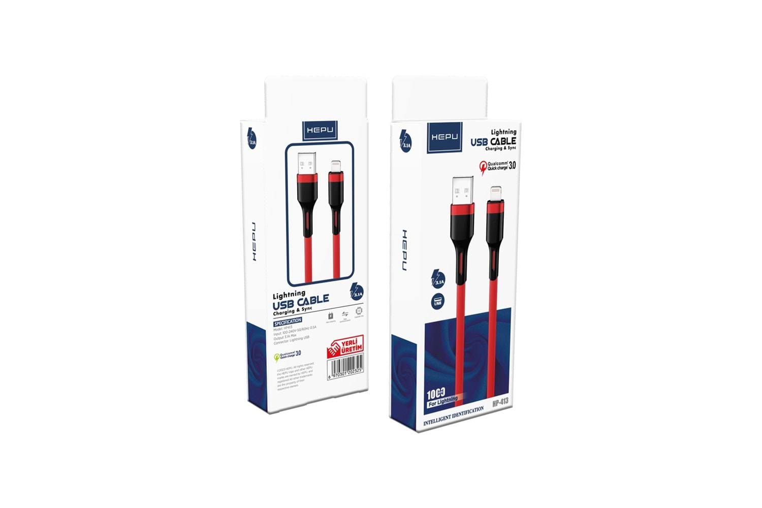 HEPU Lightning HP-413 Hero Kablo – iPhone Uyumlu Hızlı Şarj ve Veri Aktarımı (1 Metre)