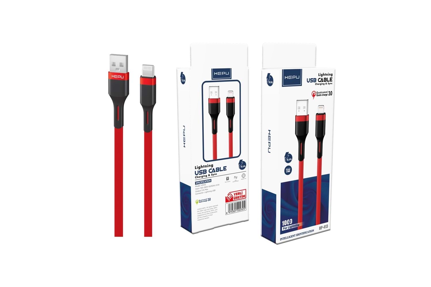 HEPU Lightning HP-413 Hero Kablo – iPhone Uyumlu Hızlı Şarj ve Veri Aktarımı (1 Metre)