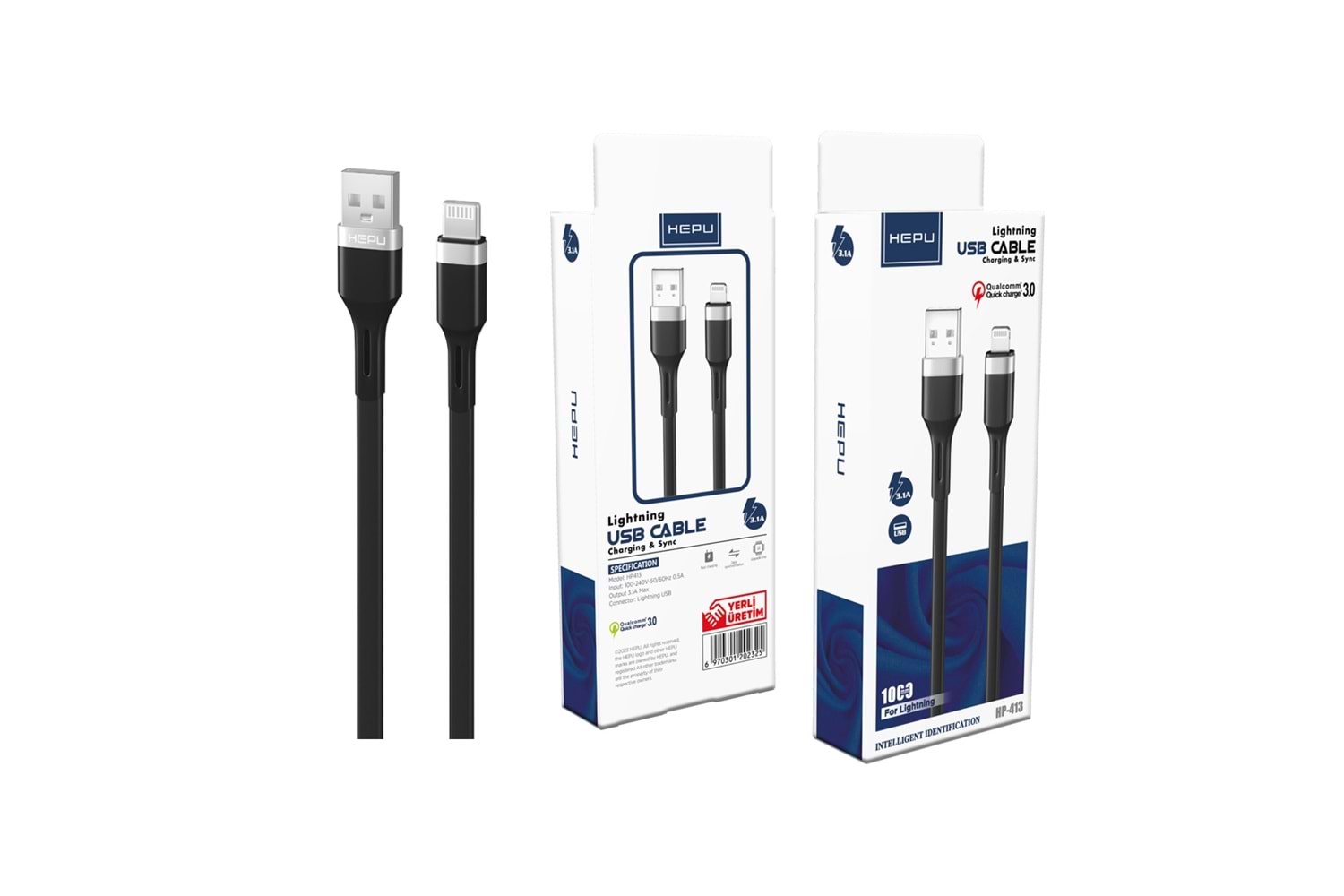 HEPU Lightning HP-413 Hero Kablo – iPhone Uyumlu Hızlı Şarj ve Veri Aktarımı (1 Metre)