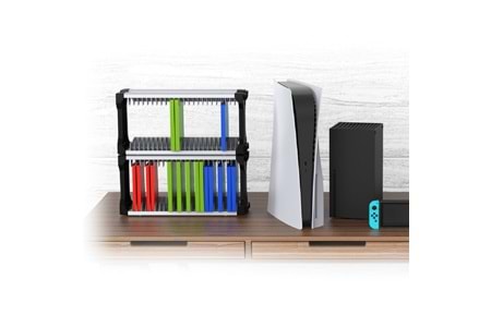 HEPU TY-2847 Oyun Aksesuarları Saklama Standı – 36 Disk Kapasiteli + Gamepad & Kulaklık Askılı