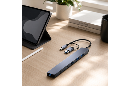 HEPU HP-B03 5-in-1 USB 3.0 HUB – 5 Portlu Çoklayıcı + Type-C ve USB-A Girişli + Alüminyum Gövde