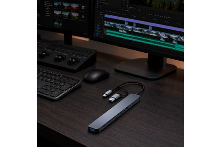 HEPU HP-B03 5-in-1 USB 3.0 HUB – 5 Portlu Çoklayıcı + Type-C ve USB-A Girişli + Alüminyum Gövde