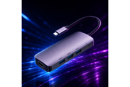 HEPU HP-B17 7-in-1 Type-C USB-C HUB – HDMI + 3x USB 3.0 + SD/TF Kart Okuyucu + Type-C PD Girişli Adaptör
