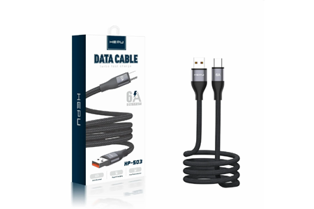 HEPU HP-503 Type-C to Type-C Kablo – 6A Hızlı Şarj, Örgülü Dayanıklı Tasarım (1 Metre)