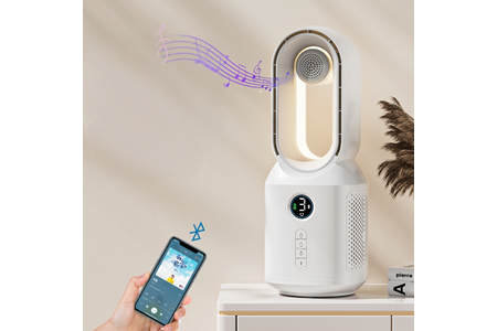 HEPU HP-F29 Sessiz Pervanesiz 360° Döner USB Şarjlı Masaüstü Fan – Bluetooth Hoparlörlü, Gece Lambalı, 3'ü 1 Arada Akıllı Tasarım