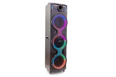 HEPU HP-918 Partybox Bluetooth Hoparlör – 10” Woofer x3, 80W Güç, RGB Işık Efektleri, 2 Kablosuz Mikrofon + Kumanda