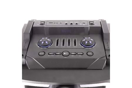 HEPU HP-918 Partybox Bluetooth Hoparlör – 10” Woofer x3, 80W Güç, RGB Işık Efektleri, 2 Kablosuz Mikrofon + Kumanda