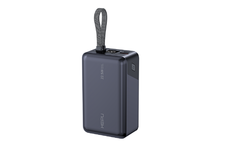 HEPU HP-A07 30.000 mAh 22.5W Hızlı Şarjlı Powerbank – Kendinden Type-C & iOS Kablolu + LED Ekran + 1 to 4 Çoklu Çıkış