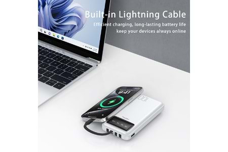 HEPU HP986 10.000 mAh Powerbank – Kendinden Type-C, iOS & Micro USB Kablolu + LED Göstergeli + 1to5 Çoklu Çıkış