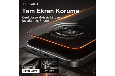 HEPU NOVA HD Clear Temperli Cam Ekran Koruyucu – iPhone 15 Pro Max Uyumlu