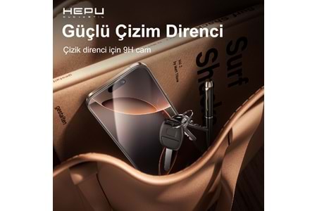HEPU TITAN HD Clear Cam Ekran Koruyucu – iPhone 16 Pro / 17 Uyumlu