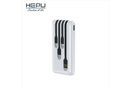 HEPU HP-986 Powerbank – 10.000 mAh, Dahili Çoklu Kablolu, Dijital Göstergeli