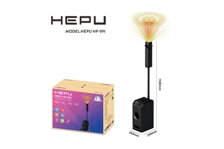 HEPU HP-991 Profesyonel Taşınabilir Ses Sistemi – 8” Subwoofer, 236W Güç, RGB Işık Efektli