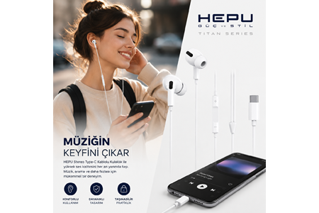 HEPU HP-TK01 Titan Series Type-C Kablolu Kulak İçi Kulaklık – Stereo Ses, Mikrofonlu