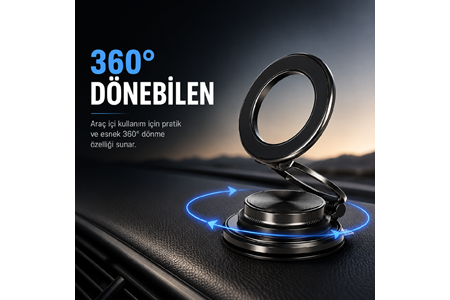 HEPU HP-AA02 Armor Manyetik Araç İçi Telefon Tutucu – 360° Dönebilen, Güçlü Vantuzlu Tasarım