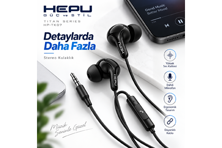 HEPU HP-TK07 Titan Series 3.5 mm Kablolu Kulaklık – Mikrofonlu, Stereo Ses