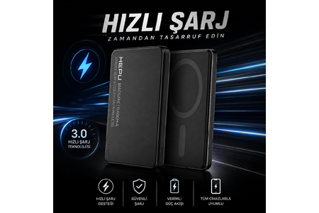 HEPU HP-AP07 Armor MagSafe Powerbank – 10.000 mAh, Manyetik Kablosuz Şarj, Hızlı Şarj Destekli