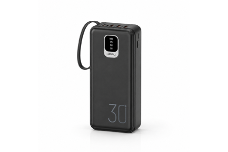 HEPU HP-TP03S Titan Series Powerbank – 30.000 mAh, 4 Entegre Kablolu, Dijital Göstergeli, Hızlı Şarj Destekli, Siyah