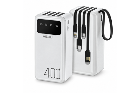 HEPU HP-TP07 Titan Series Powerbank – 40.000 mAh, 4 Entegre Kablolu, Dijital Göstergeli